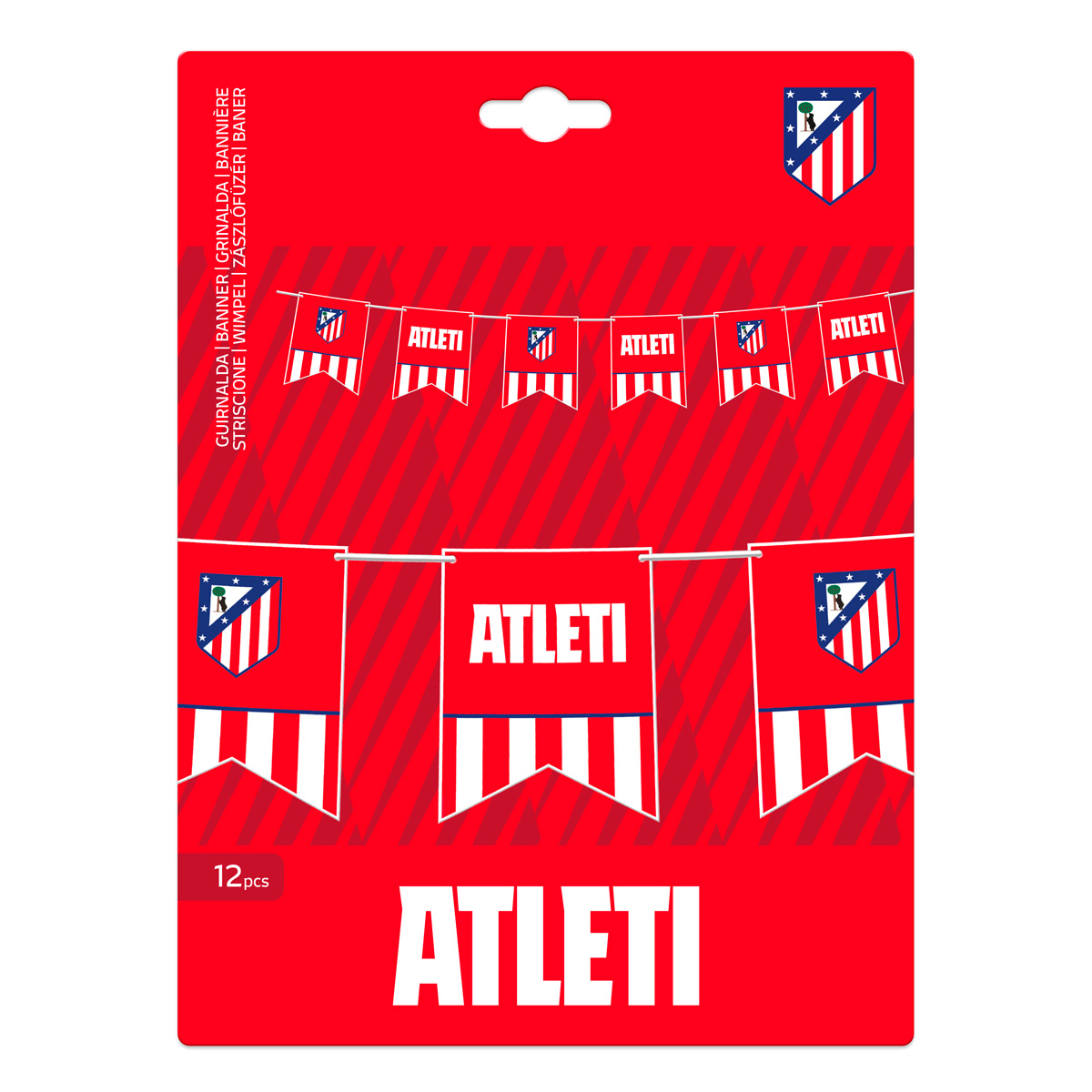 Garland pennants crests Atleti and red and white stripes image number null